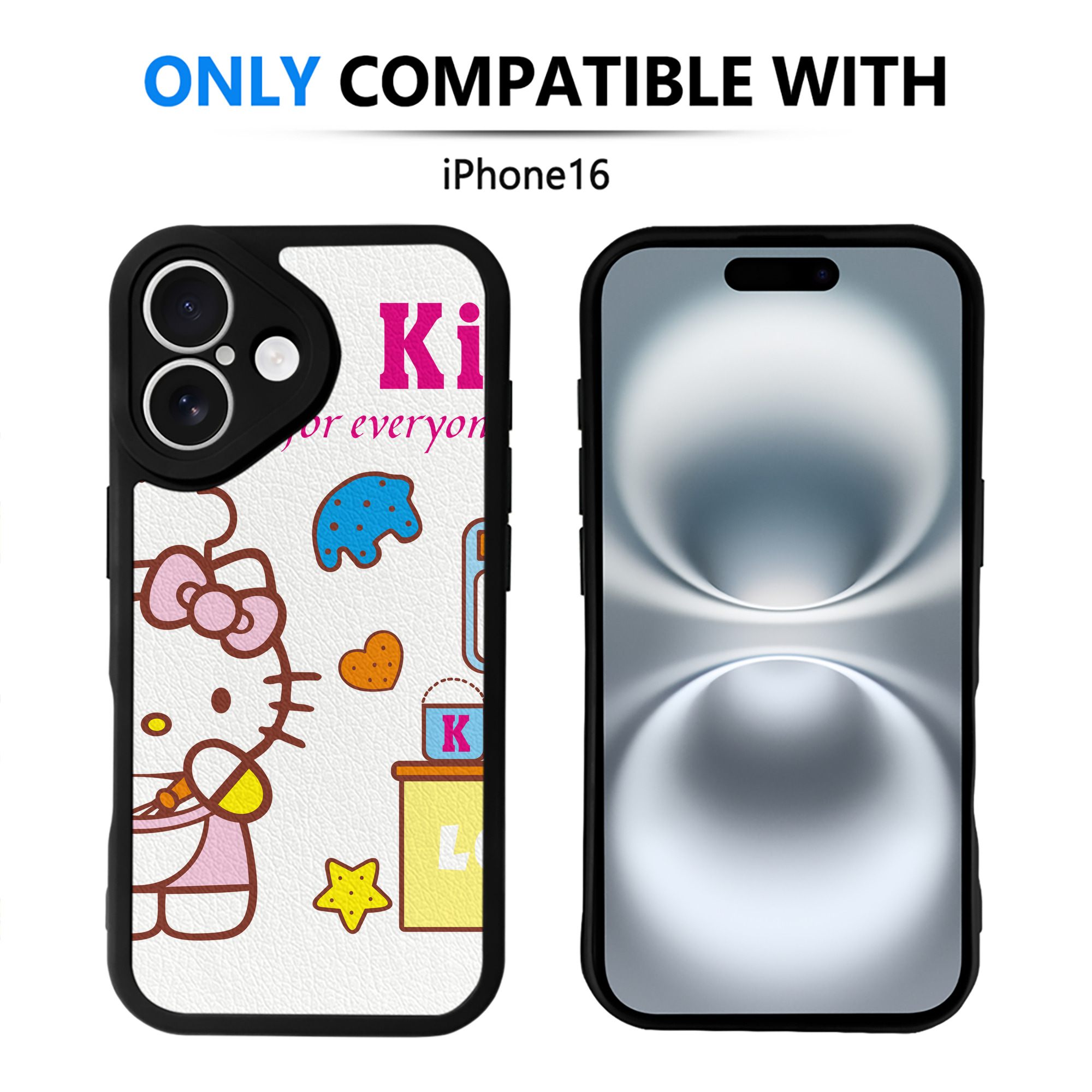 （画像用） Hello Kitty ハローキティ 【iPhone 16シリーズ対応】シリコンスマホケース（レザー調） 材質：シリコン